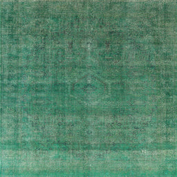 Square Mid-Century Modern Sea Green Oriental Rug, urb1321