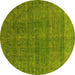 Round Oriental Yellow Industrial Rug, urb1321yw