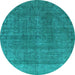 Round Oriental Light Blue Industrial Rug, urb1321lblu