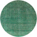 Round Mid-Century Modern Sea Green Oriental Rug, urb1321