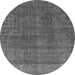 Round Machine Washable Oriental Gray Industrial Rug, wshurb1321gry