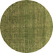 Round Oriental Brown Industrial Rug, urb1321brn