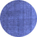 Round Oriental Blue Industrial Rug, urb1321blu