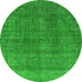 Round Oriental Green Industrial Rug, urb1321grn