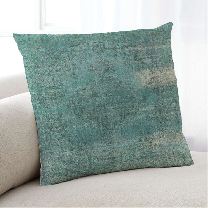 Lifestyle Image of Mid-Century Modern Urban Square Sea Green Throw Pillow, 18 inch by 18 inch, pwurb1322