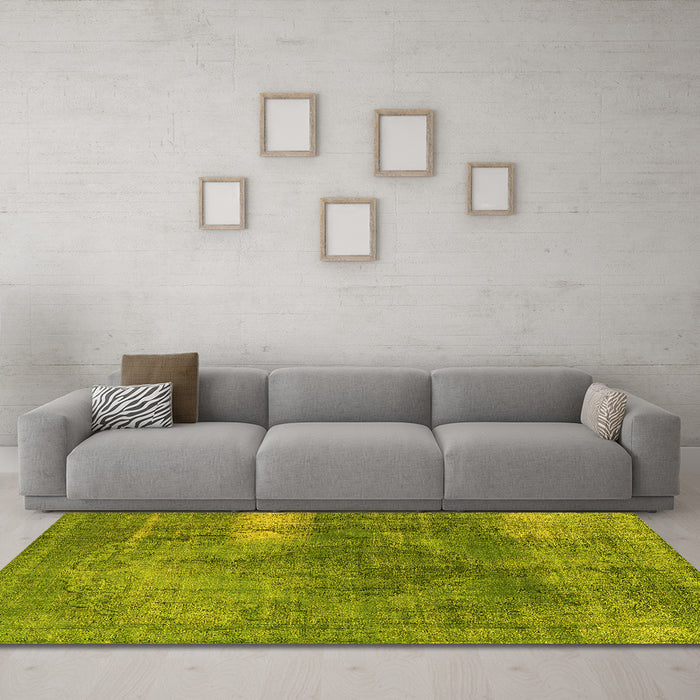Machine Washable Oriental Yellow Industrial Rug in a Living Room, wshurb1322yw