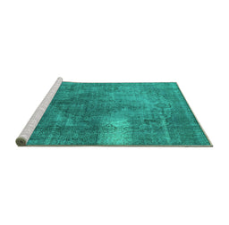 Sideview of Machine Washable Oriental Turquoise Industrial Area Rugs, wshurb1322turq