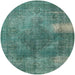 Round Machine Washable Industrial Modern Sea Green Rug, wshurb1322