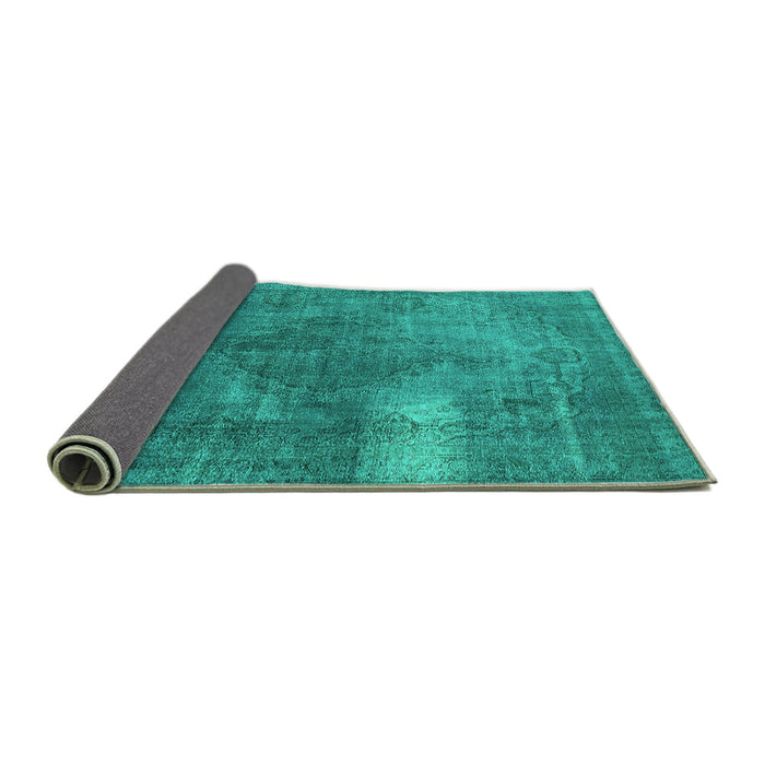 Sideview of Oriental Turquoise Industrial Rug, urb1322turq