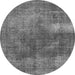 Round Oriental Gray Industrial Rug, urb1322gry