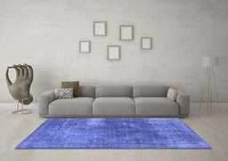 Machine Washable Oriental Blue Industrial Rug in a Living Room, wshurb1322blu