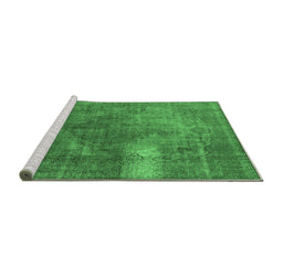 Sideview of Machine Washable Oriental Emerald Green Industrial Area Rugs, wshurb1322emgrn