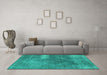 Machine Washable Oriental Turquoise Industrial Area Rugs in a Living Room,, wshurb1322turq