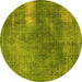 Round Oriental Yellow Industrial Rug, urb1322yw