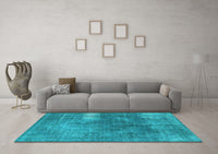 Machine Washable Oriental Light Blue Industrial Rug, wshurb1322lblu