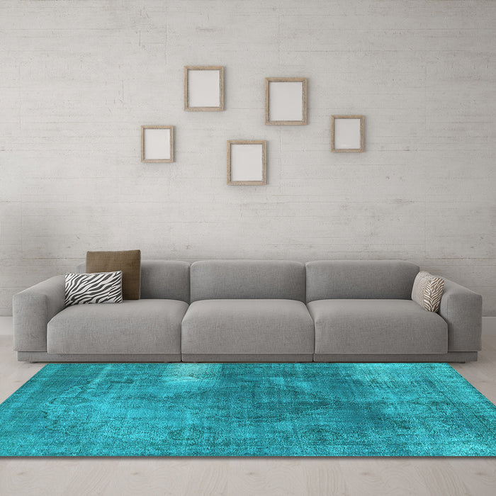 Machine Washable Oriental Light Blue Industrial Rug in a Living Room, wshurb1322lblu