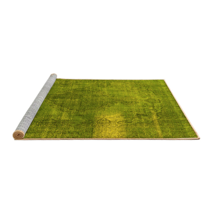 Sideview of Machine Washable Oriental Yellow Industrial Rug, wshurb1322yw