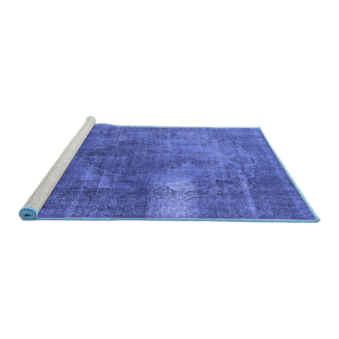 Sideview of Machine Washable Oriental Blue Industrial Rug, wshurb1322blu