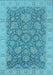 Machine Washable Oriental Light Blue Industrial Rug, wshurb1323lblu