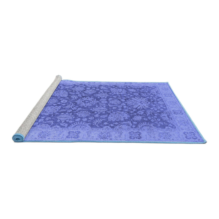 Sideview of Machine Washable Oriental Blue Industrial Rug, wshurb1323blu