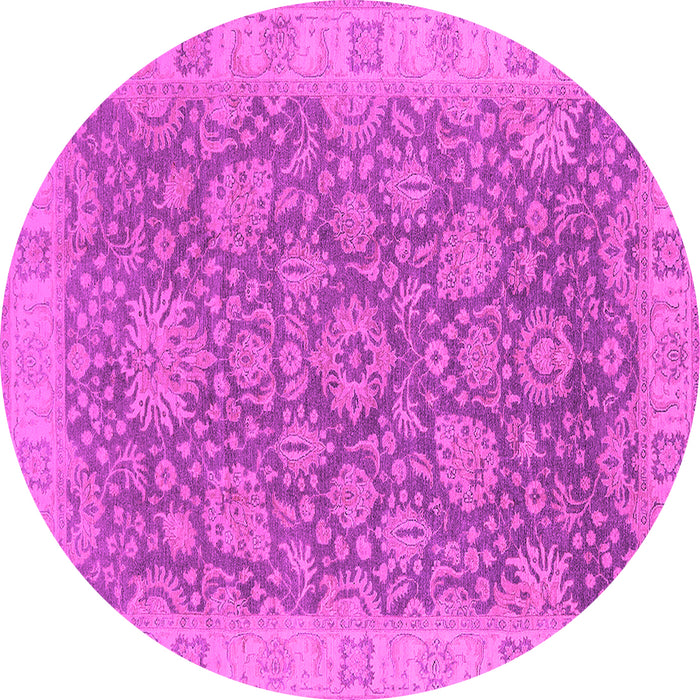 Round Machine Washable Oriental Pink Industrial Rug, wshurb1323pnk