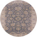 Round Mid-Century Modern Mauve Taupe Purple Oriental Rug, urb1323