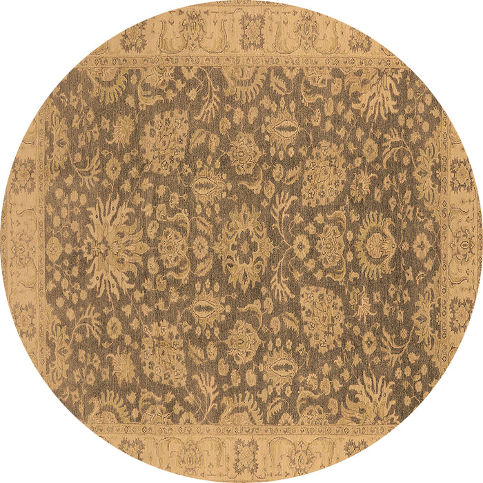 Round Oriental Brown Industrial Rug, urb1323brn