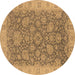 Round Oriental Brown Industrial Rug, urb1323brn