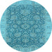 Round Oriental Light Blue Industrial Rug, urb1323lblu