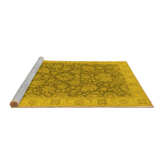 Sideview of Machine Washable Oriental Yellow Industrial Rug, wshurb1323yw