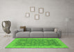 Machine Washable Oriental Green Industrial Area Rugs in a Living Room,, wshurb1323grn