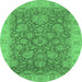 Round Oriental Emerald Green Industrial Rug, urb1323emgrn