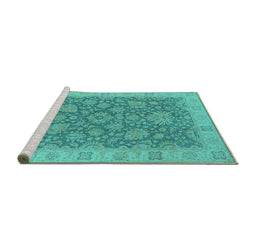 Sideview of Machine Washable Oriental Turquoise Industrial Area Rugs, wshurb1323turq