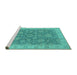 Sideview of Machine Washable Oriental Turquoise Industrial Area Rugs, wshurb1323turq