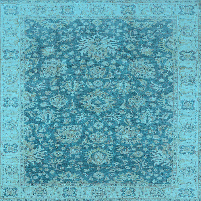 Square Machine Washable Oriental Light Blue Industrial Rug, wshurb1323lblu
