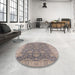 Round Machine Washable Industrial Modern Mauve Taupe Purple Rug in a Office, wshurb1323