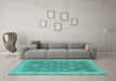 Machine Washable Oriental Turquoise Industrial Area Rugs in a Living Room,, wshurb1323turq