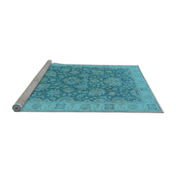 Sideview of Machine Washable Oriental Light Blue Industrial Rug, wshurb1323lblu