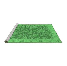 Sideview of Machine Washable Oriental Emerald Green Industrial Area Rugs, wshurb1323emgrn