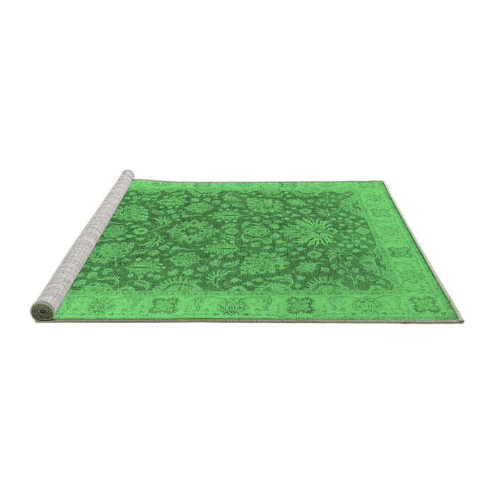 Sideview of Machine Washable Oriental Emerald Green Industrial Area Rugs, wshurb1323emgrn