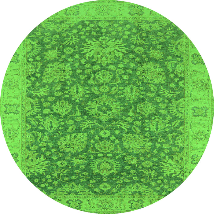 Round Oriental Green Industrial Rug, urb1323grn