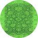 Round Oriental Green Industrial Rug, urb1323grn