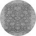 Round Oriental Gray Industrial Rug, urb1323gry