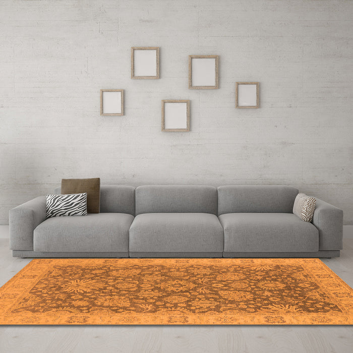 Machine Washable Oriental Orange Industrial Area Rugs in a Living Room, wshurb1323org