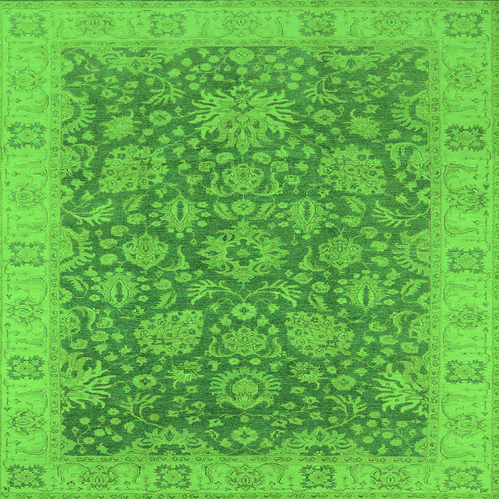 Square Machine Washable Oriental Green Industrial Area Rugs, wshurb1323grn