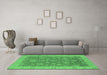 Machine Washable Oriental Emerald Green Industrial Area Rugs in a Living Room,, wshurb1323emgrn