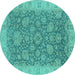 Round Oriental Turquoise Industrial Rug, urb1323turq