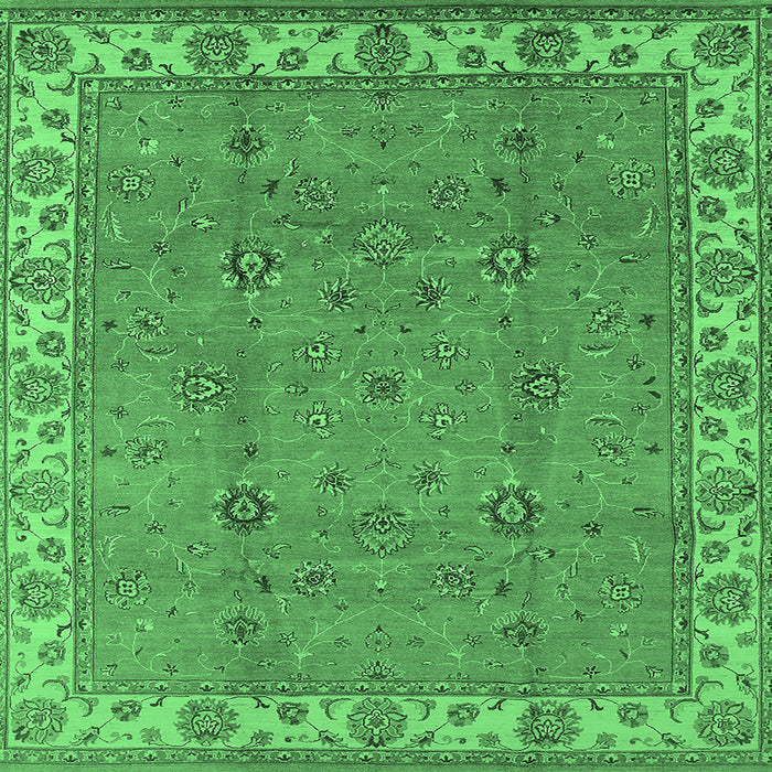 Square Machine Washable Oriental Emerald Green Traditional Area Rugs, wshurb1324emgrn