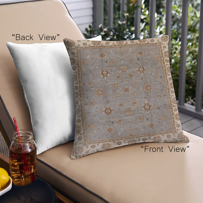 Front View of Mid-Century Modern Urban Square Sienna Brown Throw Pillow, 18 inch by 18 inch, pwurb1324