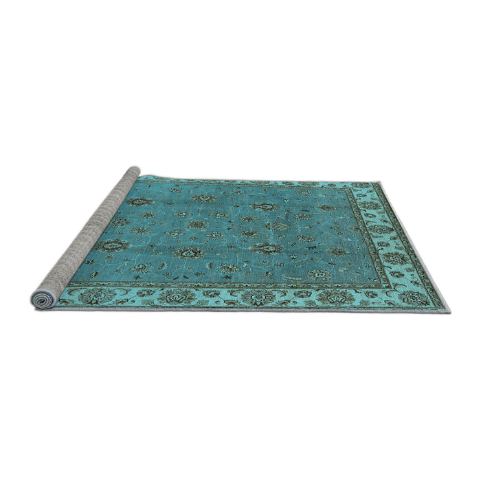 Sideview of Machine Washable Oriental Light Blue Traditional Rug, wshurb1324lblu